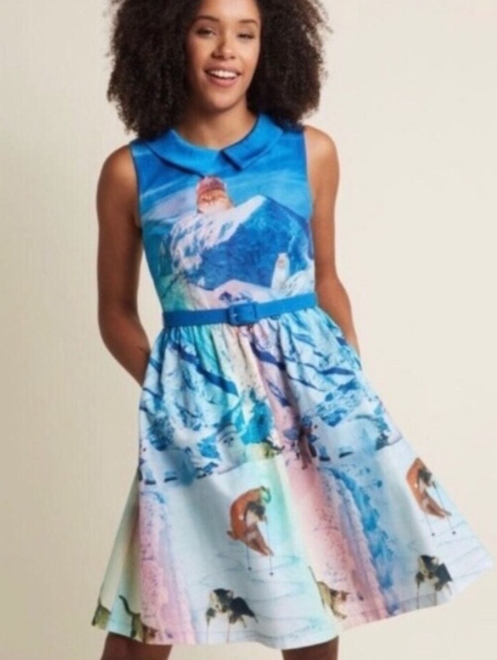 MODCLOTH Whimsy Without End Snow Cat Dress